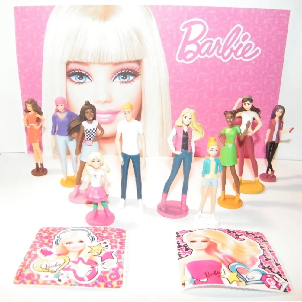 Barbie and Friends Toy Figure 12 Set with 10 Fun barbie Figures and 2 Stickers!
